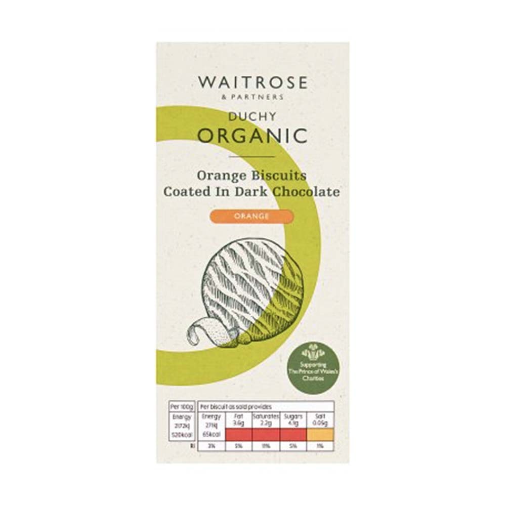 WAITROSE Duchy Organic Orange Biscuits In Dark Chocolate - 100g - GO ...