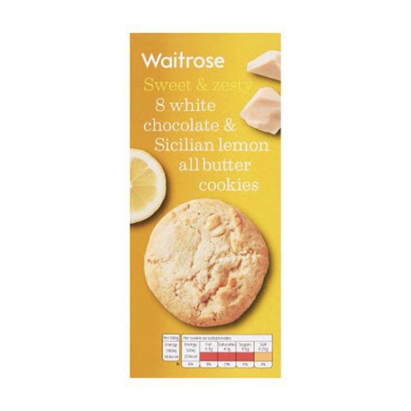 Waitrose White Chocolate And Sicilian Lemon Butter Cookies 200g Pack Of 8 Go Delivery 0351