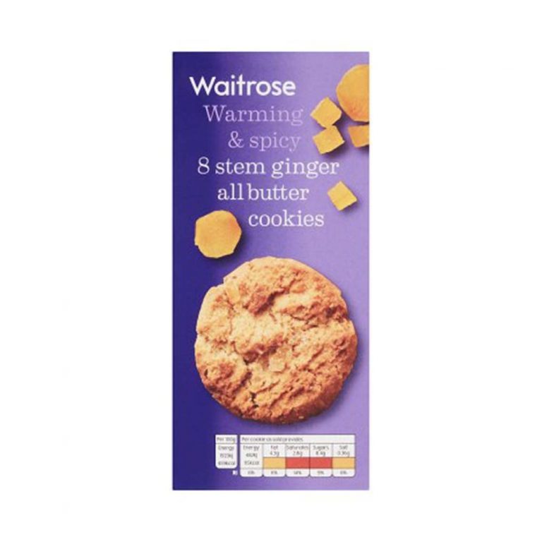 WAITROSE 8 Stem Ginger All Butter Cookies 200g GO DELIVERY