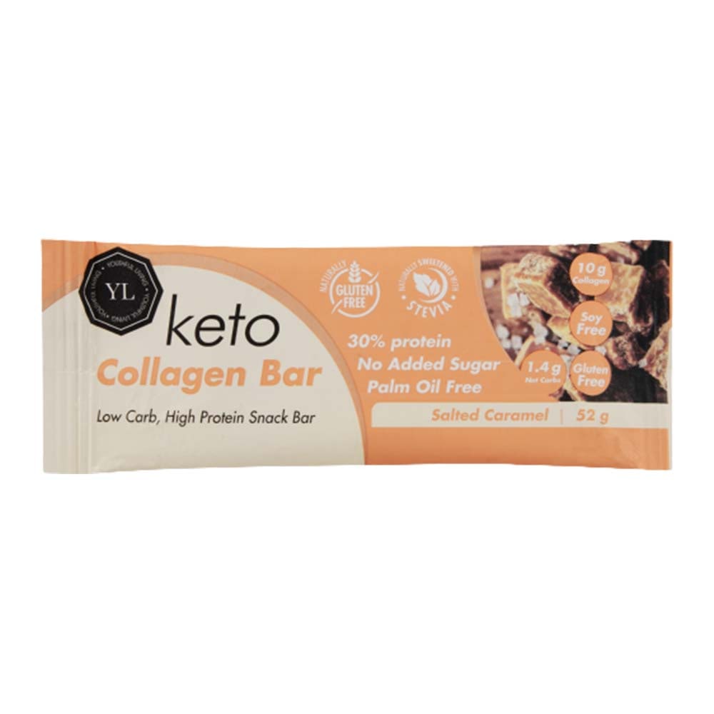 YOUTHFUL LIVING Salted Caramel Keto Collagen Bar - 52g - GO DELIVERY
